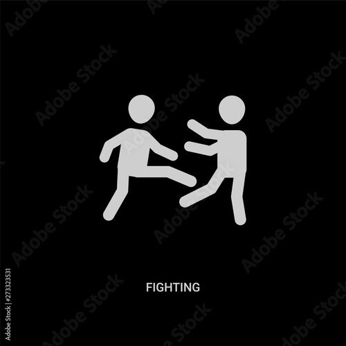 white fighting vector icon on black background. modern flat fighting from humans concept vector sign symbol can be use for web, mobile and logo.