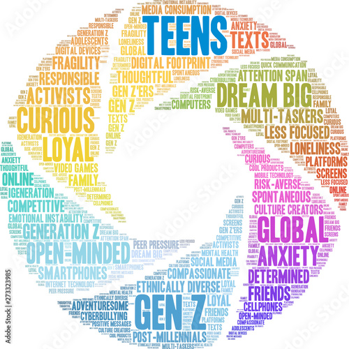 Teens Word Cloud on a white background. 