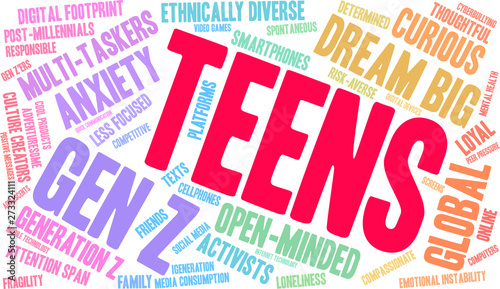 Teens Word Cloud on a white background 