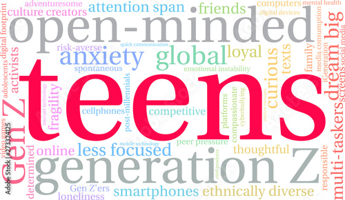 Teens Word Cloud on a white background. 