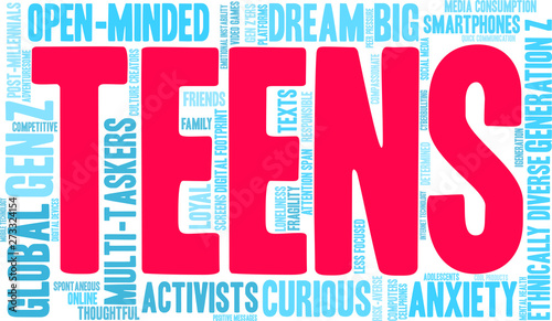 Teens Word Cloud on a white background. 