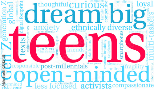 Teens Word Cloud on a white background. 
