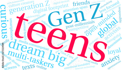 Teens Word Cloud on a white background. 
