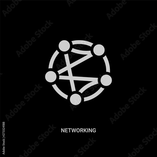 white networking vector icon on black background. modern flat networking from human resources concept vector sign symbol can be use for web, mobile and logo.