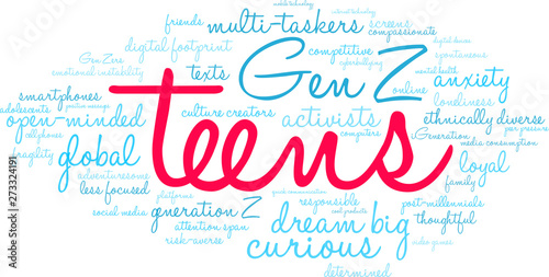 Teens Word Cloud on a white background. 