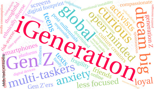 iGeneration Word Cloud on a white background. 