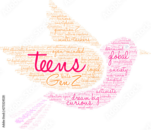 Teens word cloud on a white background. 