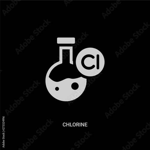 white chlorine vector icon on black background. modern flat chlorine from hygiene concept vector sign symbol can be use for web, mobile and logo.