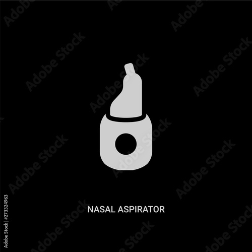 white nasal aspirator vector icon on black background. modern flat nasal aspirator from hygiene concept vector sign symbol can be use for web, mobile and logo.