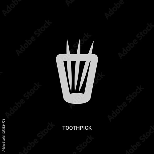 white toothpick vector icon on black background. modern flat toothpick from hygiene concept vector sign symbol can be use for web, mobile and logo.