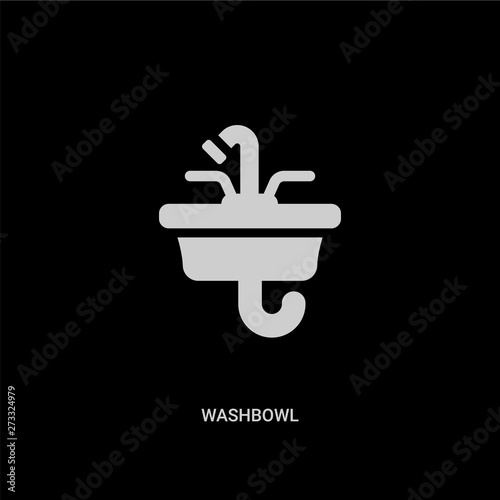 white washbowl vector icon on black background. modern flat washbowl from hygiene concept vector sign symbol can be use for web, mobile and logo.