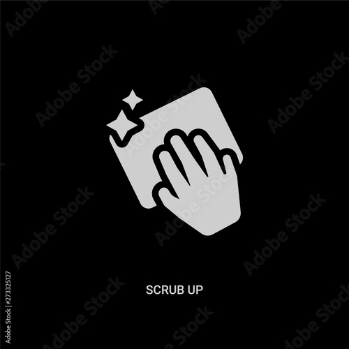 white scrub up vector icon on black background. modern flat scrub up from hygiene concept vector sign symbol can be use for web, mobile and logo.