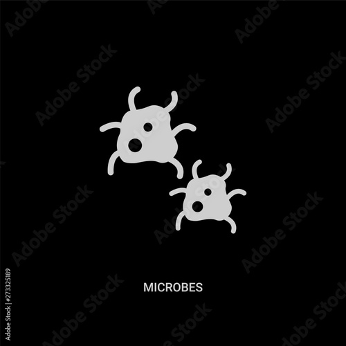 white microbes vector icon on black background. modern flat microbes from hygiene concept vector sign symbol can be use for web, mobile and logo.