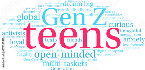 Teens Word Cloud on a white background. 