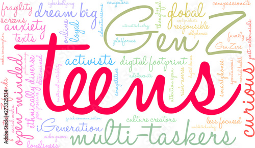 Teens Word Cloud on a white background. 