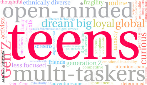 Teens Word Cloud on a white background. 