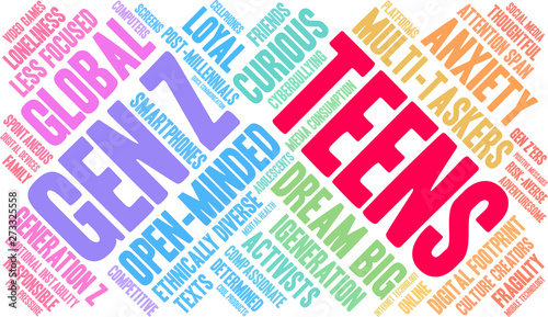 Teens Word Cloud on a white background. 