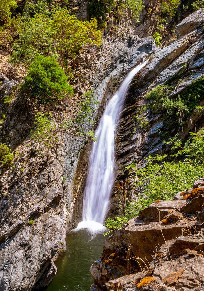 Fonias river's first waterfall in Samothraki, Greece Fonias river's first waterfall in Samothraki, Greece