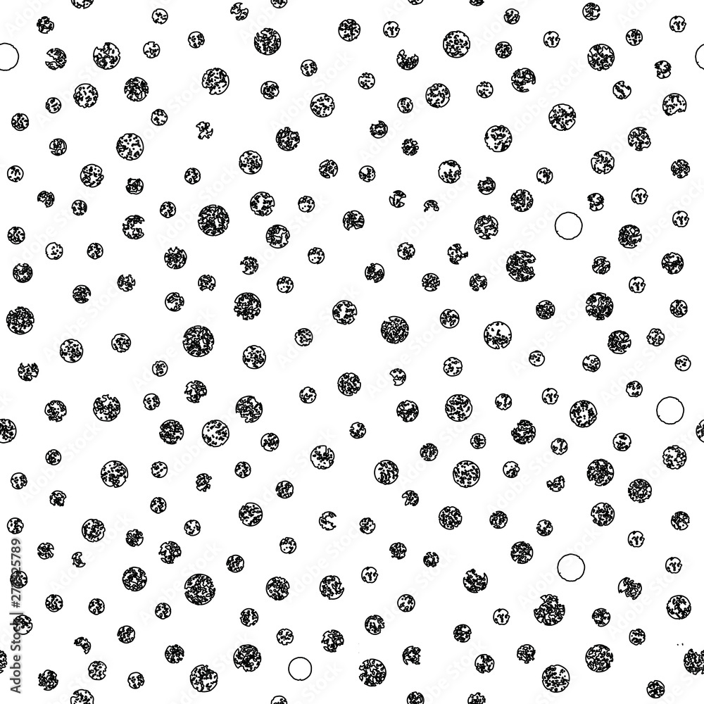 Distressed pattern, seamless vector background, seamless polka dots pattern,  geometric, geo, seamless fabric print, abstract background, screen print texture, black and white vector illustration