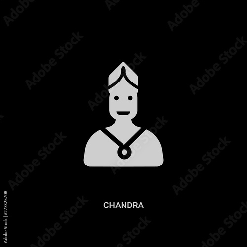 white chandra vector icon on black background. modern flat chandra from india and holi concept vector sign symbol can be use for web, mobile and logo.