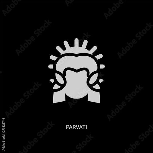 white parvati vector icon on black background. modern flat parvati from india and holi concept vector sign symbol can be use for web, mobile and logo.