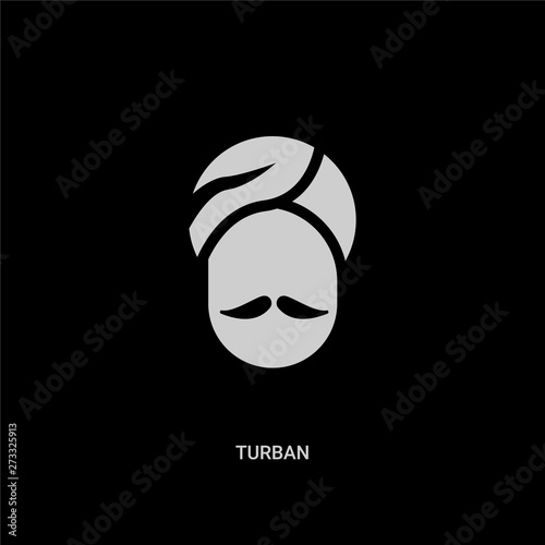 white turban vector icon on black background. modern flat turban from india and holi concept vector sign symbol can be use for web, mobile and logo.