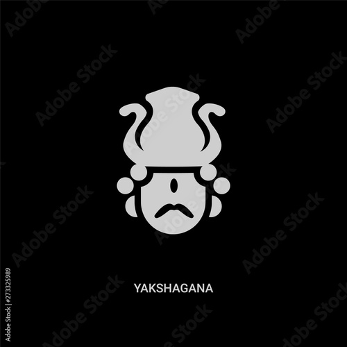 white yakshagana vector icon on black background. modern flat yakshagana from india and holi concept vector sign symbol can be use for web, mobile and logo. photo