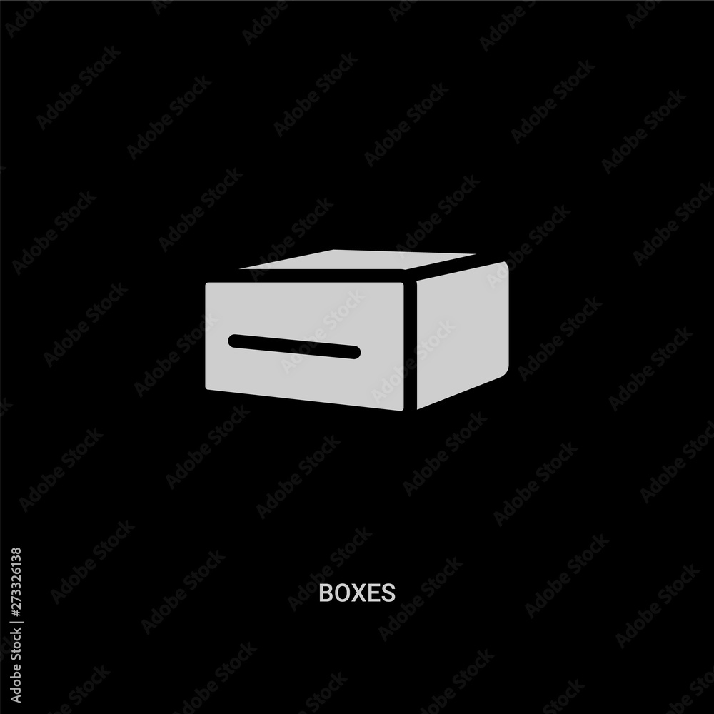 white boxes vector icon on black background. modern flat boxes from industry concept vector sign symbol can be use for web, mobile and logo. white boxes vector icon on black background. modern flat boxes from industry concept vector sign symbol can be use for web, mobile and logo.