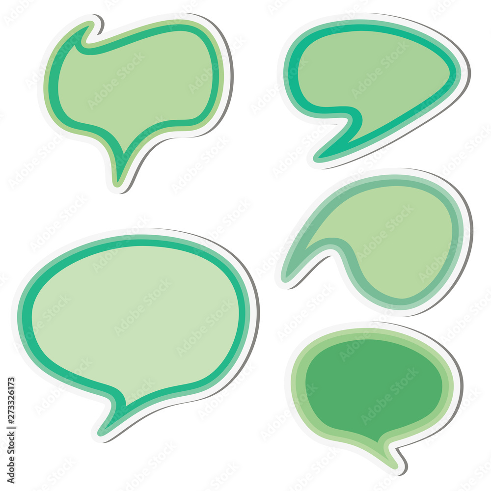 Set of colorful round sticker speech bubbles isolated on white background Set of colorful round sticker speech bubbles isolated on white background