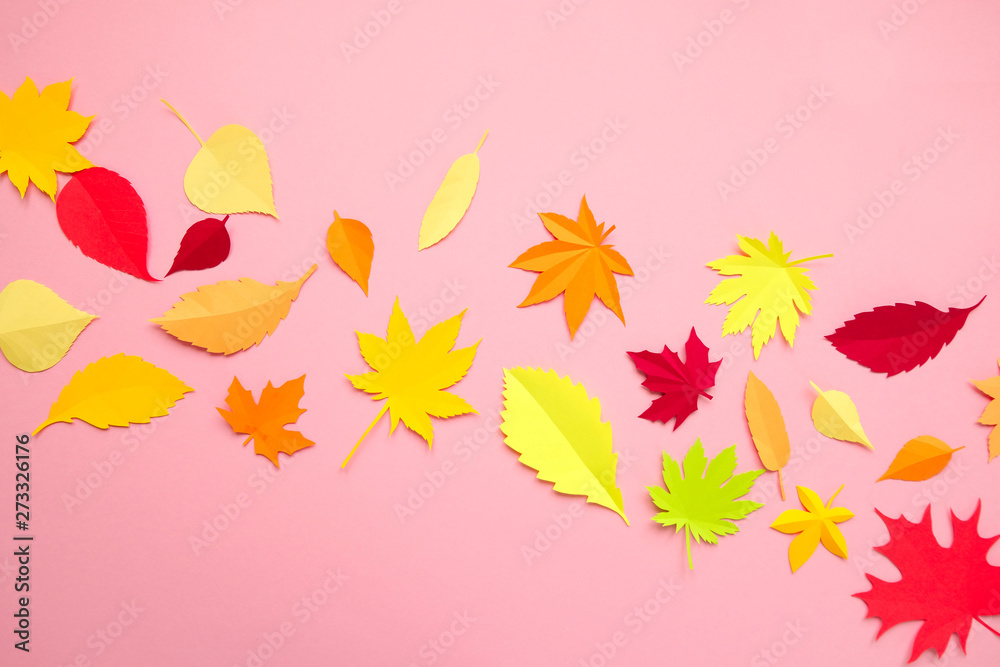 Leaves of paper fall red, orange, yellow leaf fall. Leaves of paper fall red, orange, yellow leaf fall.