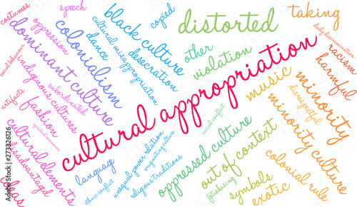 Cultural Appropriation Word Cloud on a white background. 