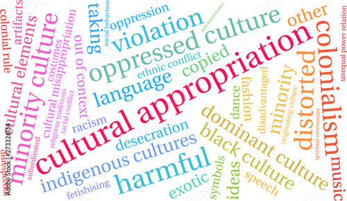 Cultural Appropriation Word Cloud on a white background 