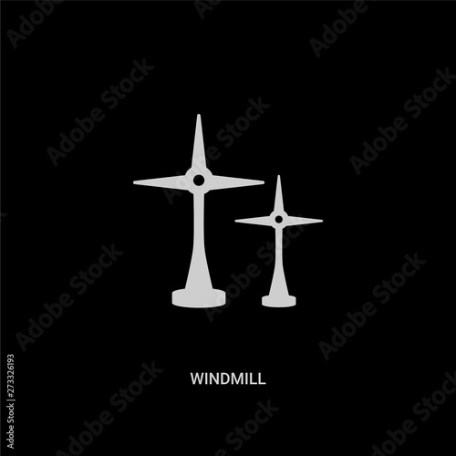 white windmill vector icon on black background. modern flat windmill from industry concept vector sign symbol can be use for web, mobile and logo.