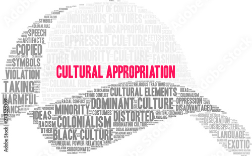 Cultural Appropriation Word Cloud on a white background. 