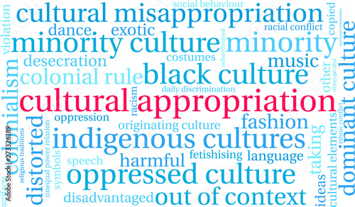 Cultural Appropriation Word Cloud on a white background. 