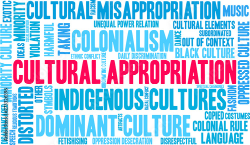 Cultural Appropriation Word Cloud on a white background. 