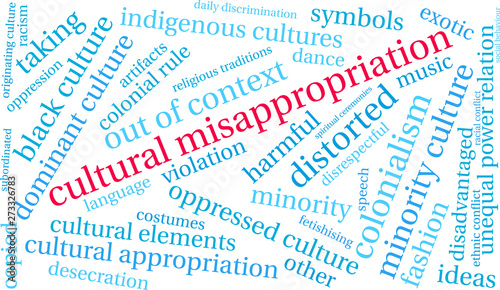 Cultural Misappropriation Word Cloud on a white background. 