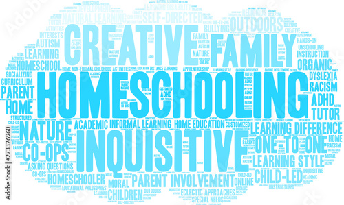 Homeschooling Word Cloud on a white background. 