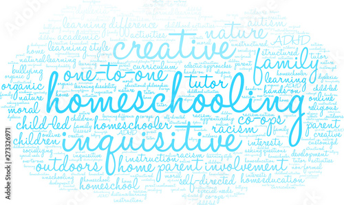Homeschooling Word Cloud on a white background. 