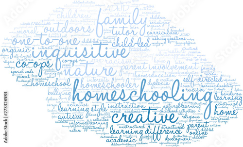 Homeschooling Word Cloud on a white background. 