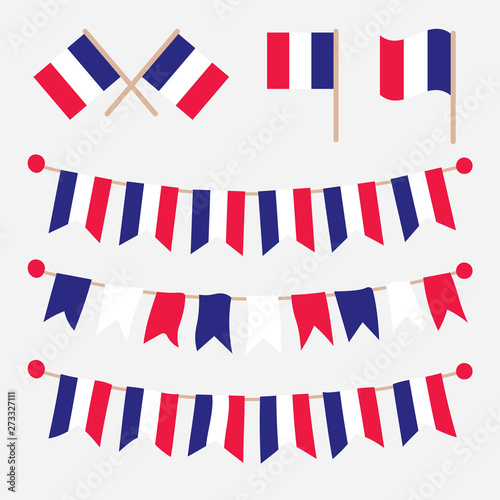 French buntings garlands isolated on grey background. Vector illustration.