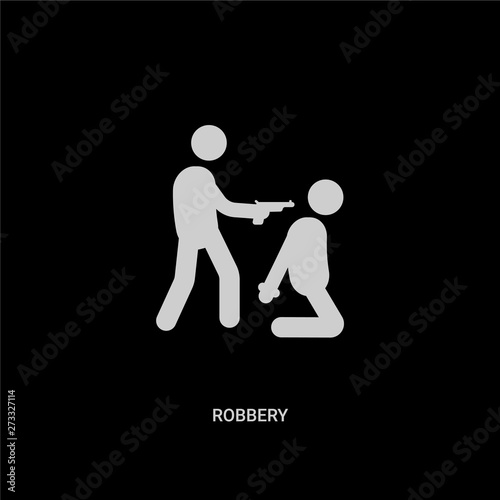 white robbery vector icon on black background. modern flat robbery from insurance concept vector sign symbol can be use for web, mobile and logo.
