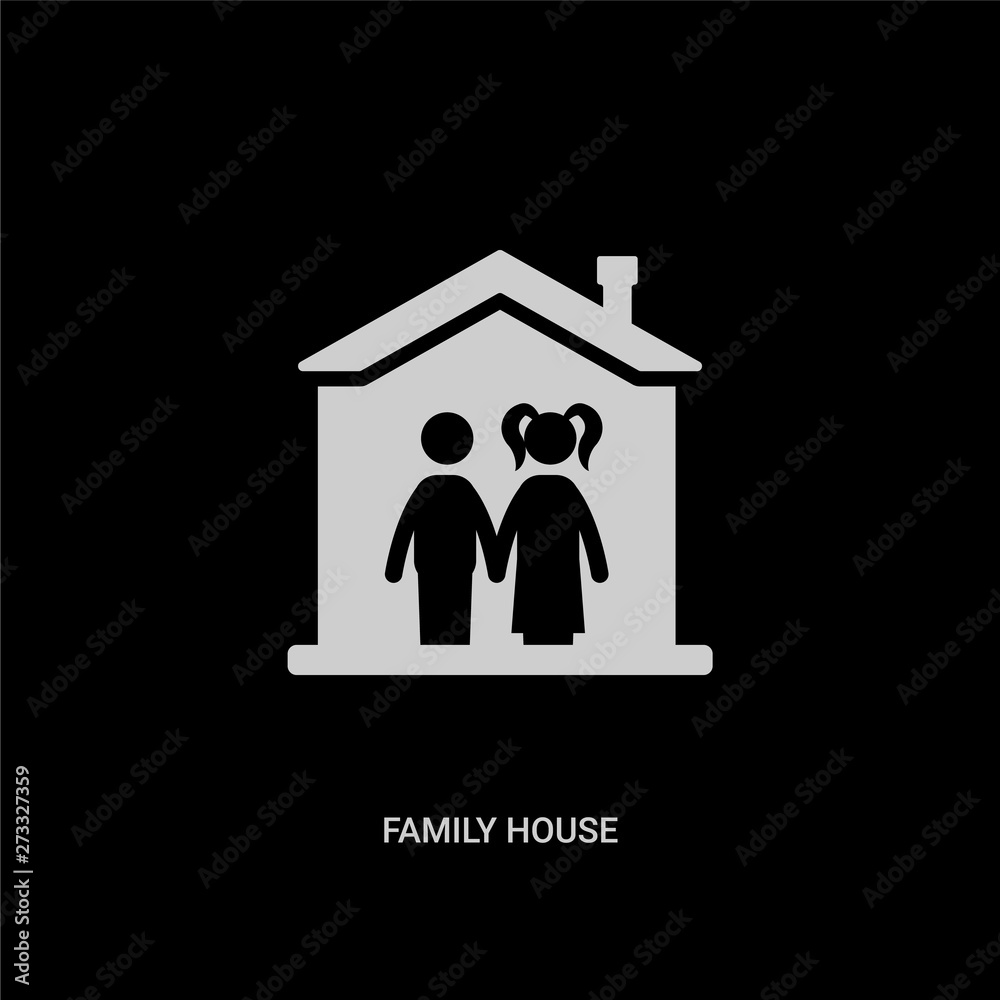 white family house vector icon on black background. modern flat family house from insurance concept vector sign symbol can be use for web, mobile and logo. white family house vector icon on black background. modern flat family house from insurance concept vector sign symbol can be use for web, mobile and logo.