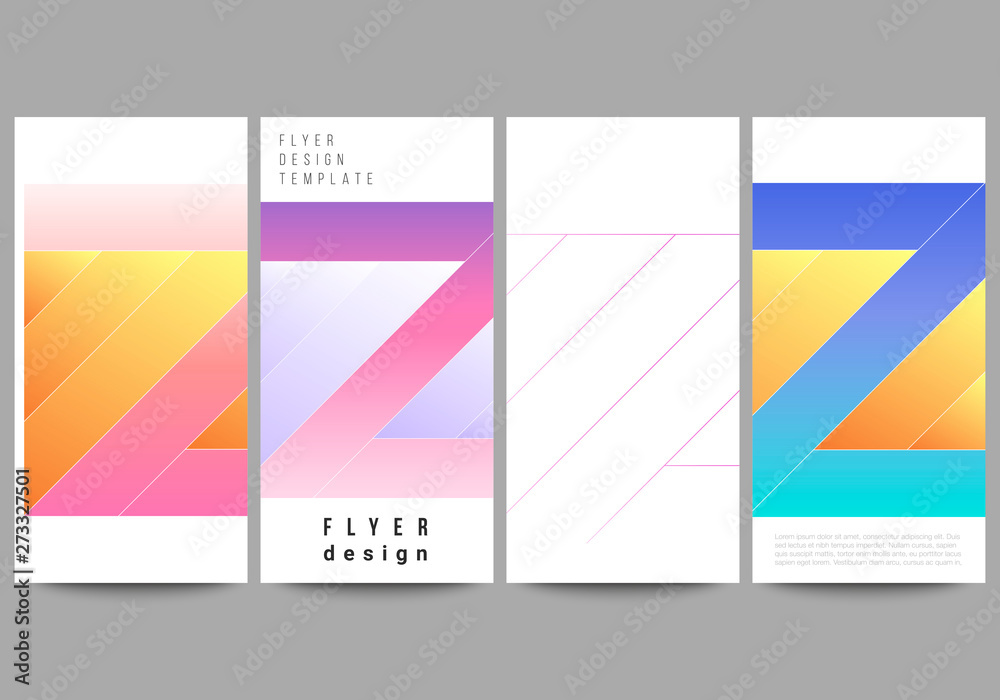 Naklejka premium The minimalistic vector illustration of the editable layout of flyer, banner design templates. Creative modern cover concept, colorful background