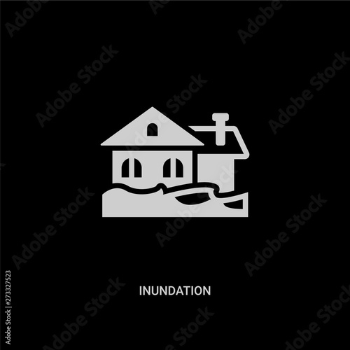 white inundation vector icon on black background. modern flat inundation from insurance concept vector sign symbol can be use for web, mobile and logo.