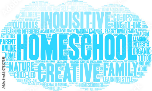 Homeschool Word Cloud on a white background. 