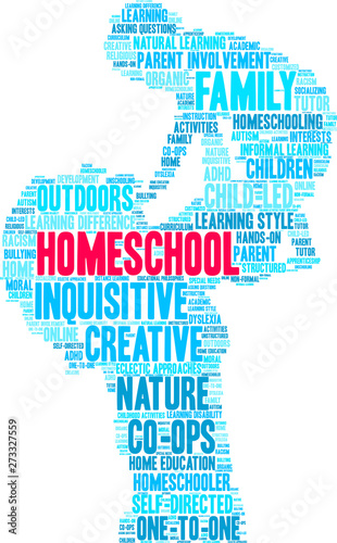 Homeschool Word Cloud on a white background. 