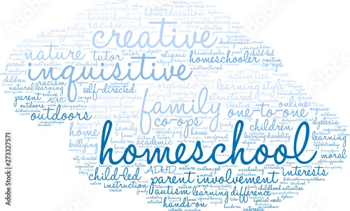 Homeschool Word Cloud on a white background. 