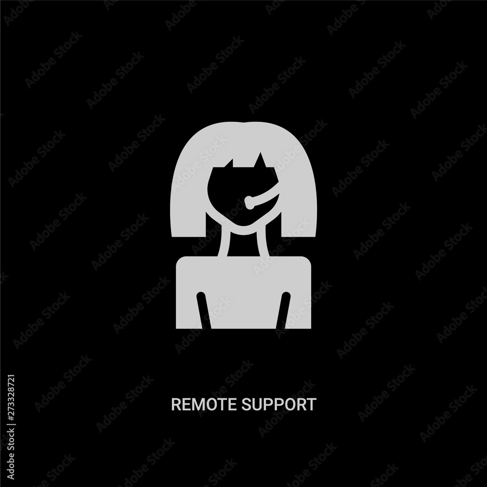 white remote support vector icon on black background. modern flat remote support from internet security and concept vector sign symbol can be use for web, mobile and logo.