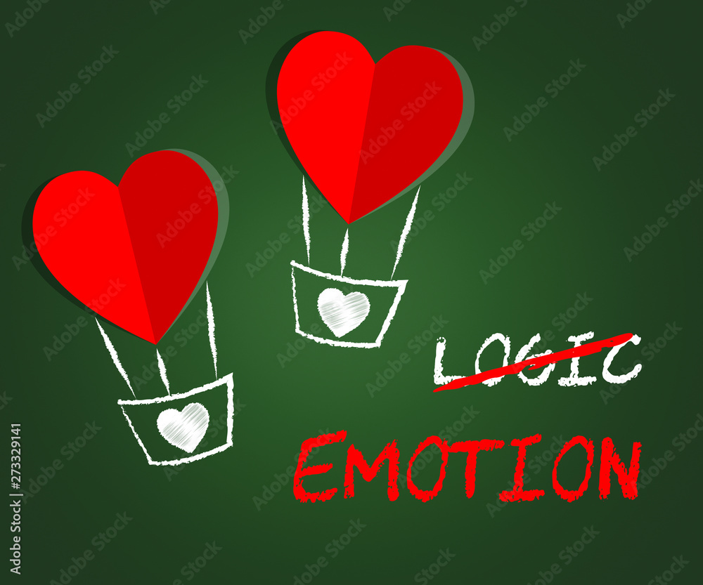 Emotion Versus Logic Hearts Illustrates The Difference Between Head And